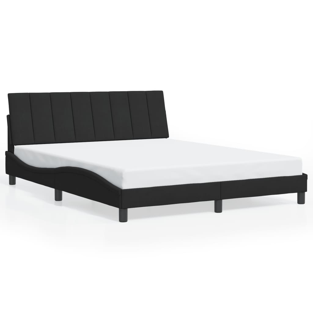 vidaXL Cadru de pat cu lumini LED, negru, 160x200 cm, catifea