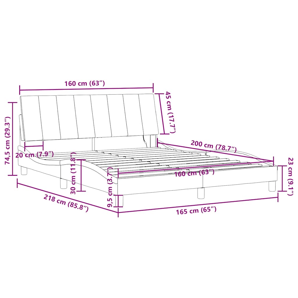 Rám postele s LED osvětlením bez matrace Hanko modrý 160 x 200 cm samet - obrázek 16