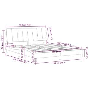 Rám postele s LED osvětlením bez matrace Hanko modrý 160 x 200 cm samet - obrázek 16