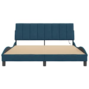 Rám postele s LED osvětlením bez matrace Hanko modrý 160 x 200 cm samet - obrázek 6