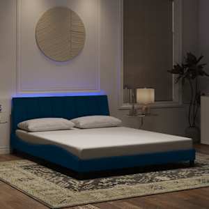 Rám postele s LED osvětlením bez matrace Hanko modrý 160 x 200 cm samet - obrázek 1