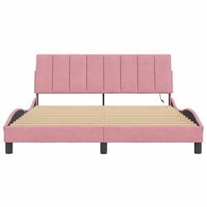 Rám postele s LED osvětlením bez matrace Hanko růžový 160 x 200 cm samet - obrázek 6