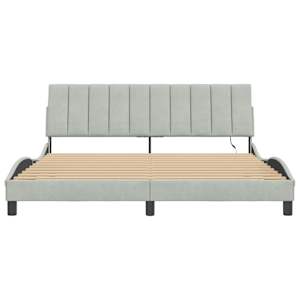 Rám postele s LED osvětlením bez matrace Hanko světle šedý 180 x 200 cm samet - obrázek 6
