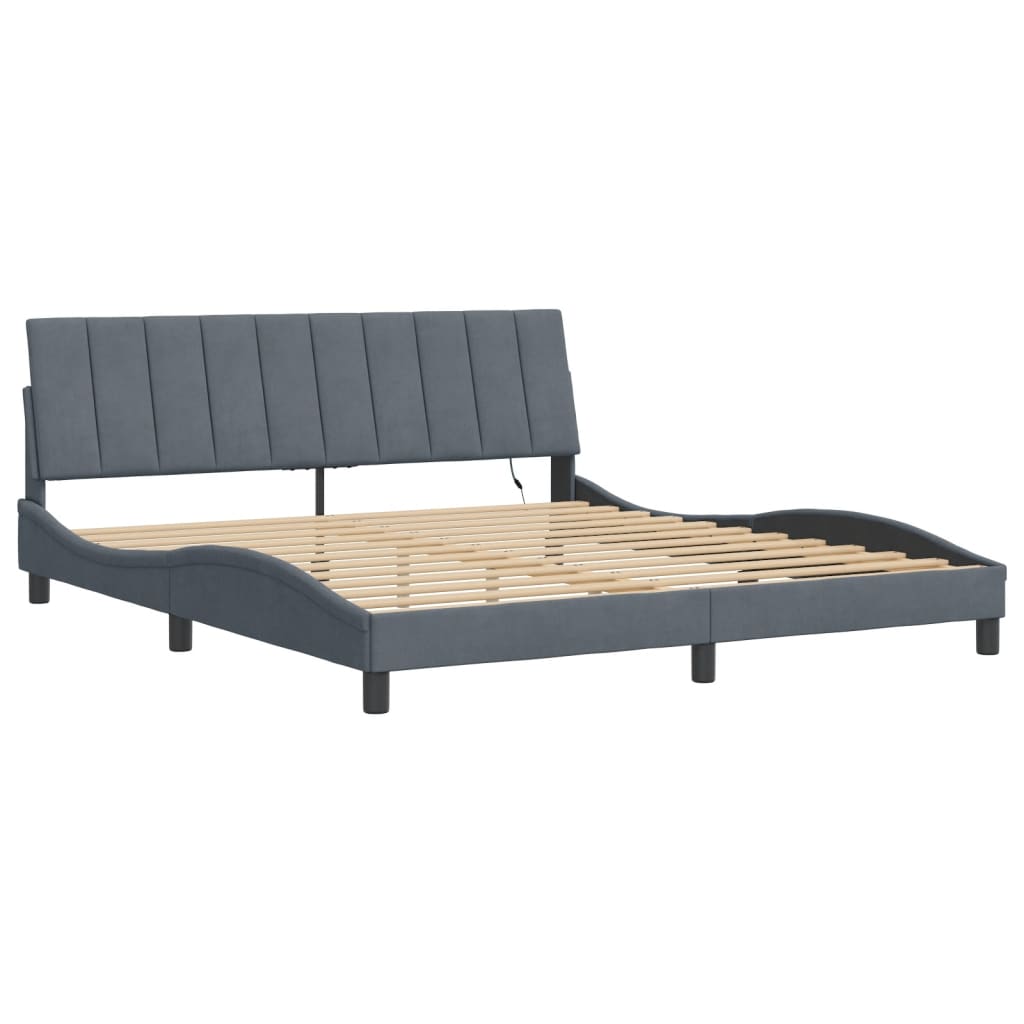 vidaXL Bedframe met LED-verlichting fluweel donkergrijs 180x200 cm afbeelding
