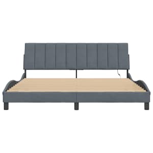 Rám postele s LED osvětlením bez matrace Hanko tmavě šedý 180 x 200 cm samet - obrázek 6