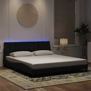 Rám postele s LED osvětlením bez matrace Hanko černý 180 x 200 cm samet - obrázek 1