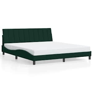 Rám postele s LED osvětlením bez matrace Hanko tmavě zelený 180 x 200 cm samet - obrázek 5