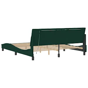 Rám postele s LED osvětlením bez matrace Hanko tmavě zelený 180 x 200 cm samet - obrázek 8