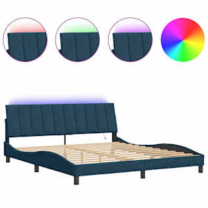 Rám postele s LED osvětlením bez matrace Hanko modrý 180 x 200 cm samet - obrázek 2