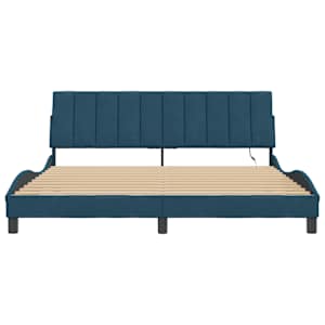 Rám postele s LED osvětlením bez matrace Hanko modrý 180 x 200 cm samet - obrázek 6