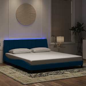 Rám postele s LED osvětlením bez matrace Hanko modrý 180 x 200 cm samet - obrázek 1