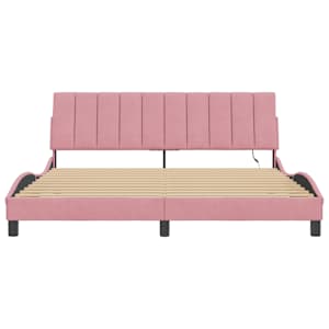 Rám postele s LED osvětlením bez matrace Hanko růžový 180 x 200 cm samet - obrázek 6