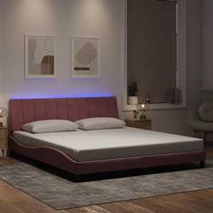 Rám postele s LED osvětlením bez matrace Hanko růžový 180 x 200 cm samet - obrázek 1