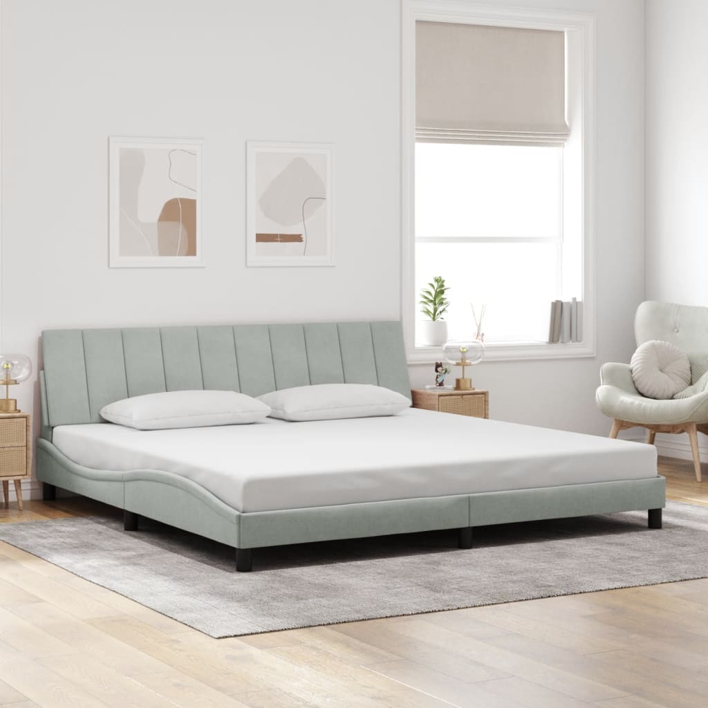 vidaXL Bedframe met LED zonder matras "Hanko" lichtgrijs 200x200 cm grijs, foto 2