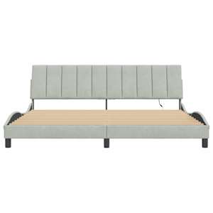 Rám postele s LED osvětlením bez matrace Hanko světle šedý 200 x 200 cm samet - obrázek 6