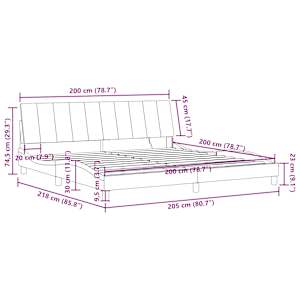 Rám postele s LED osvětlením bez matrace Hanko tmavě šedý 200 x 200 cm samet - obrázek 16