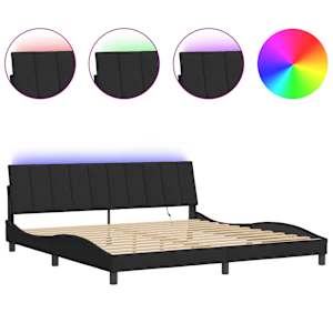Rám postele s LED osvětlením bez matrace Hanko černý 200 x 200 cm samet - obrázek 2