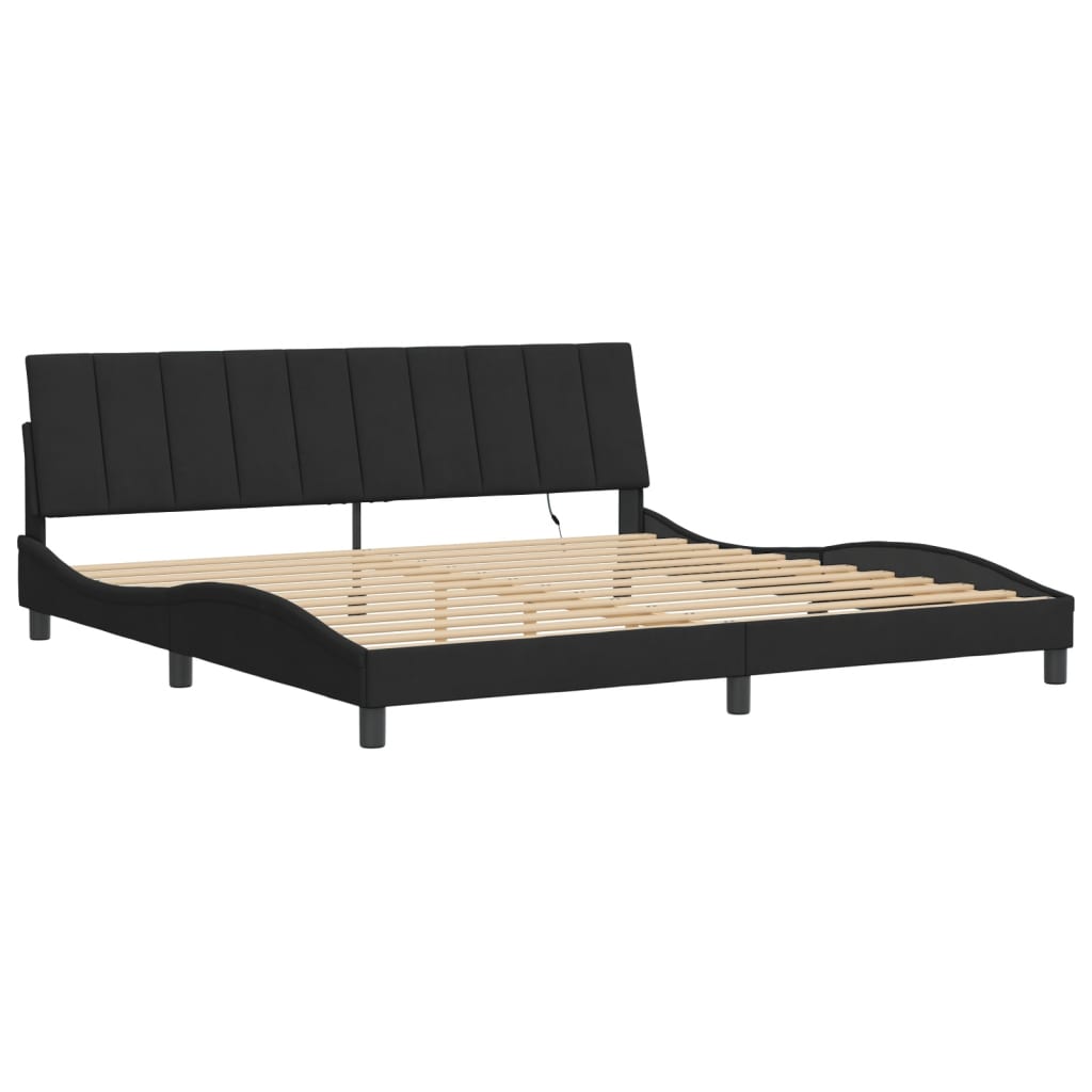 vidaXL Bedframe met LED zonder matras "Hanko" fluweel zwart 200x200 cm, foto 4