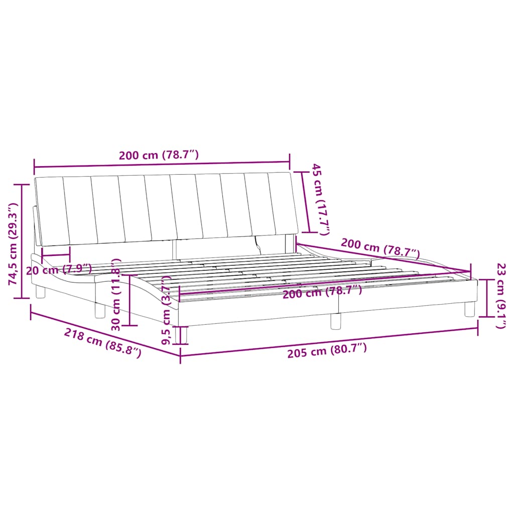 Rám postele s LED osvětlením bez matrace Hanko tmavě zelený 200 x 200 cm samet - obrázek 16