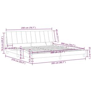 Rám postele s LED osvětlením bez matrace Hanko tmavě zelený 200 x 200 cm samet - obrázek 16