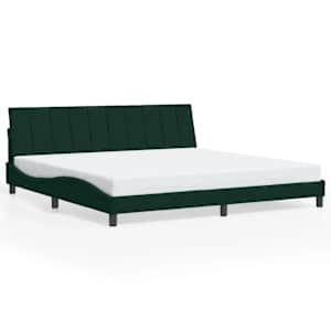 Rám postele s LED osvětlením bez matrace Hanko tmavě zelený 200 x 200 cm samet - obrázek 5