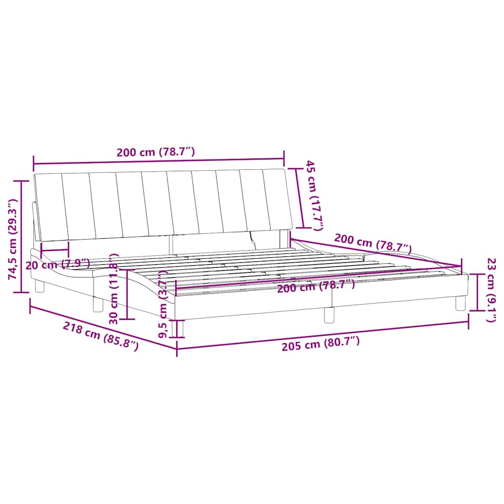 Rám postele s LED osvětlením bez matrace Hanko modrý 200 x 200 cm samet - obrázek 16