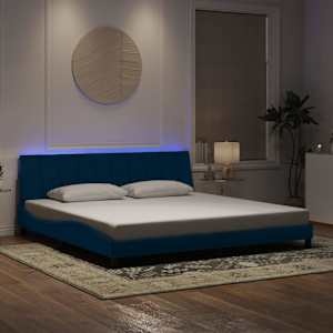 Rám postele s LED osvětlením bez matrace Hanko modrý 200 x 200 cm samet - obrázek 1