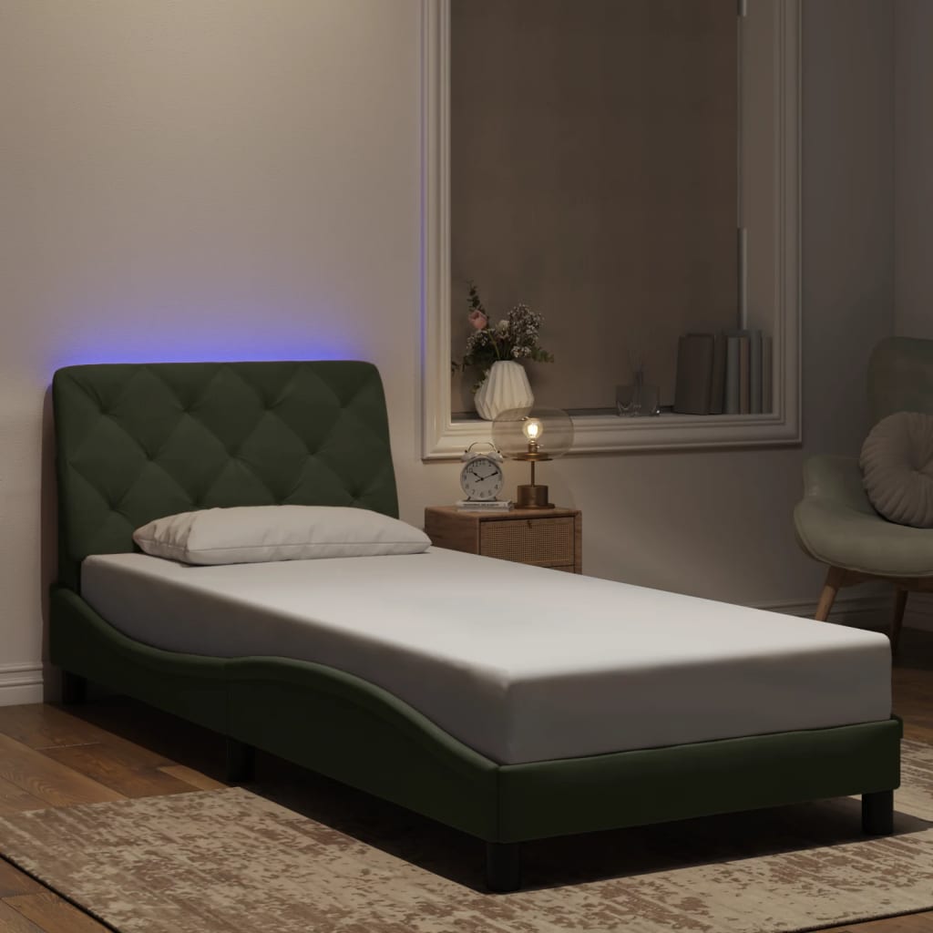 vidaXL sengeramme med LED uden madras 80x200 cm velour lysegrå