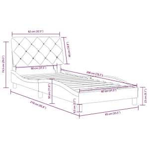 Rám postele s LED bez matrace tmavě šedý 80 x 200 cm samet - obrázek 15