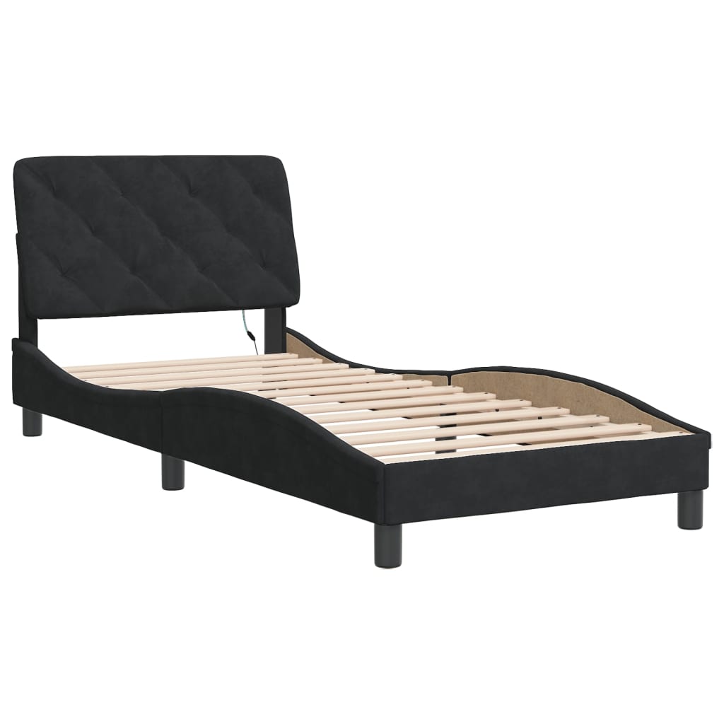 vidaXL Bedframe met LED-verlichting fluweel zwart 80x200 cm afbeelding