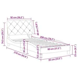 Rám postele s LED bez matrace černý 80 x 200 cm samet - obrázek 15