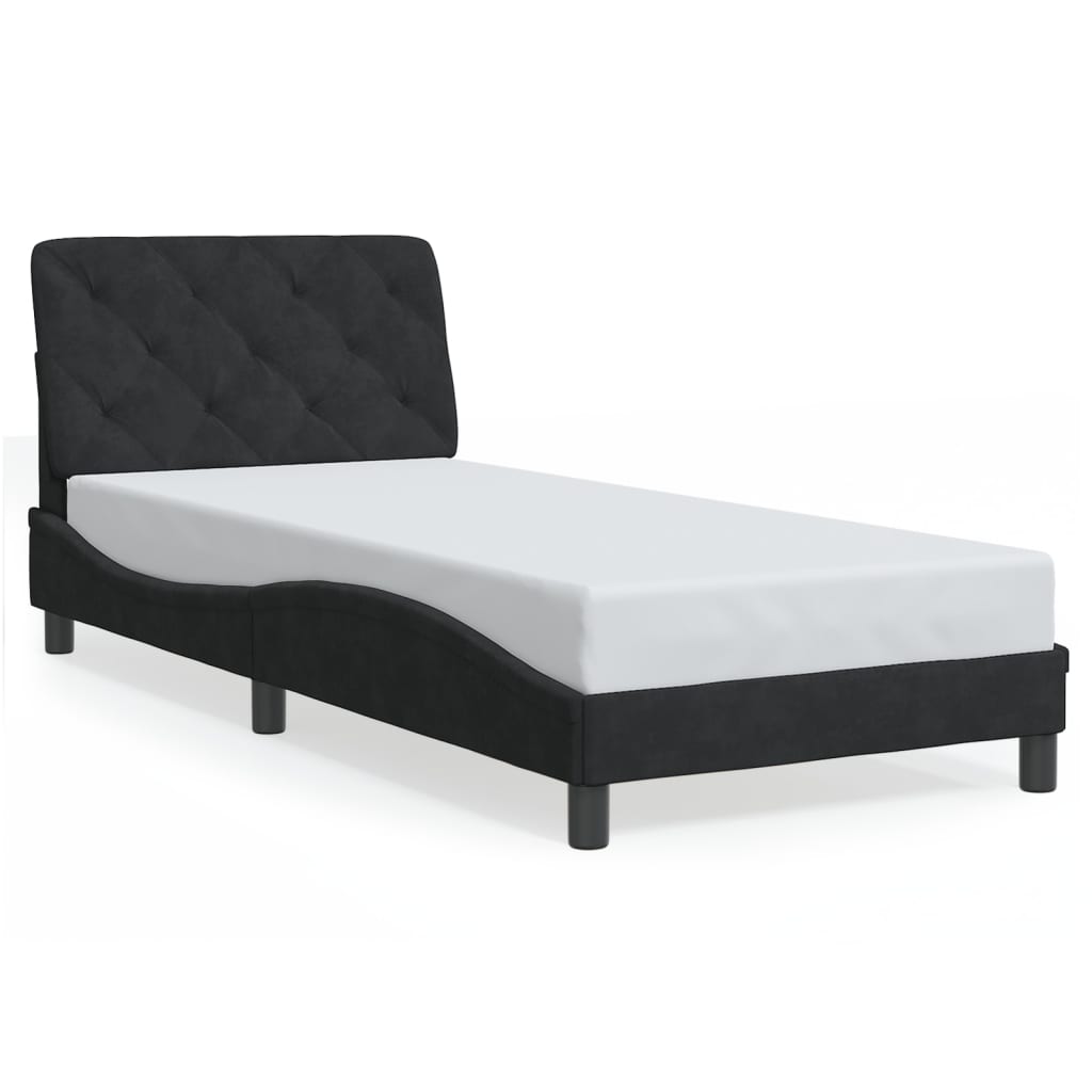 vidaXL Cadru de pat cu lumini LED, negru, 80x200 cm, catifea