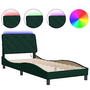 Rám postele s LED bez matrace tmavě zelený 80 x 200 cm samet - obrázek 2