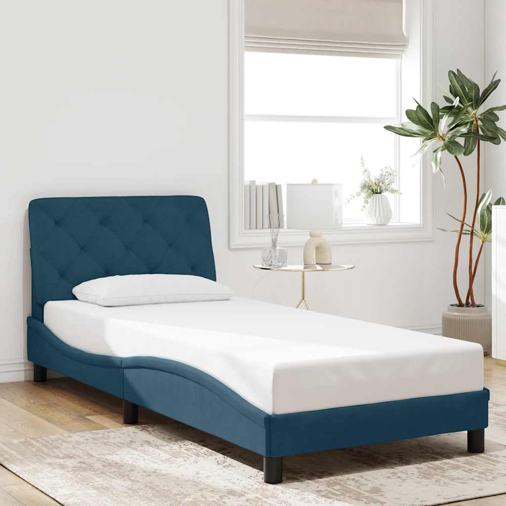 vidaXL Bedframe met LED zonder matras fluweel blauw 80x200 cm, foto 2