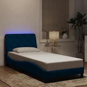 Rám postele s LED bez matrace modrý 80 x 200 cm samet - obrázek 1