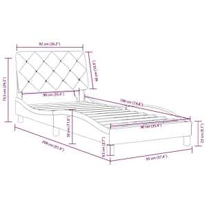 Rám postele s LED bez matrace světle šedý 90 x 190 cm samet - obrázek 15
