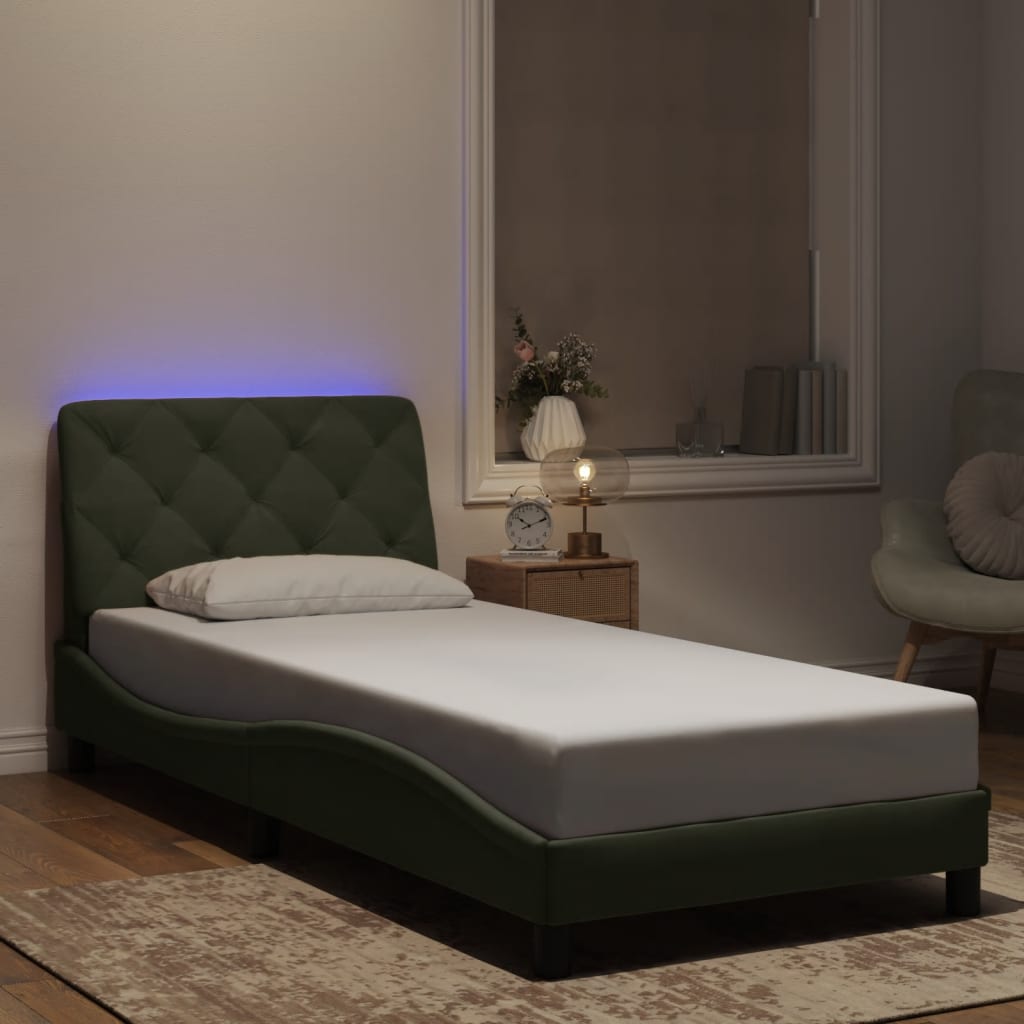 vidaXL sengeramme med LED uden madras 90x190 cm velour lysegrå
