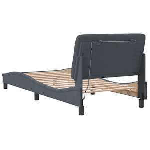 Rám postele s LED bez matrace tmavě šedý 90 x 190 cm samet - obrázek 8