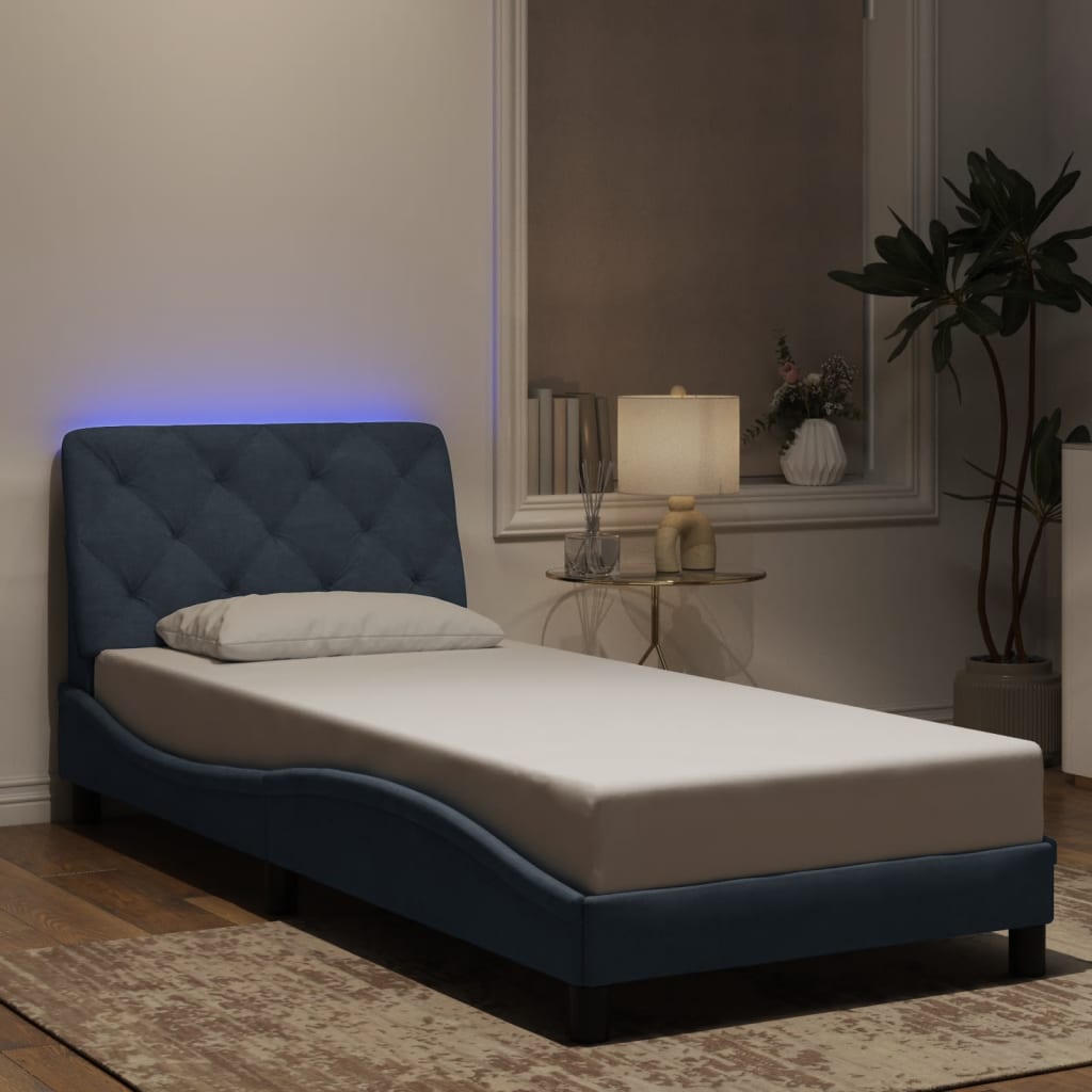 vidaXL sengeramme med LED uden madras 90x190 cm velour mørkegrå