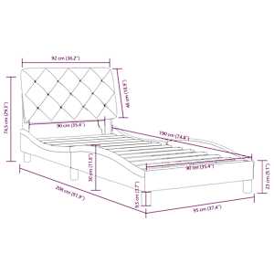 Rám postele s LED bez matrace černý 90 x 190 cm samet - obrázek 15