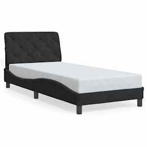 Rám postele s LED bez matrace černý 90 x 190 cm samet - obrázek 5
