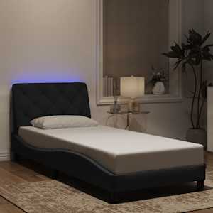 Rám postele s LED bez matrace černý 90 x 190 cm samet - obrázek 1