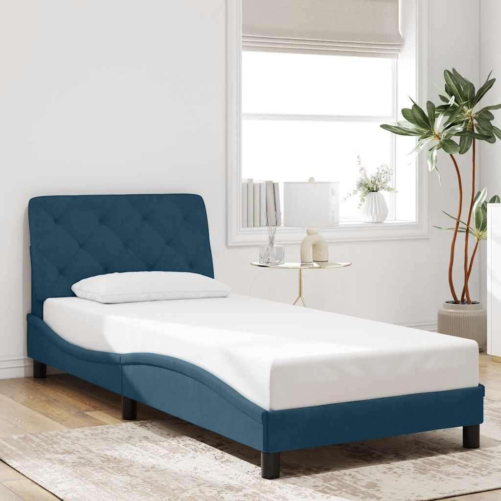 vidaXL Bedframe met LED zonder matras fluweel blauw 90x190 cm, foto 2