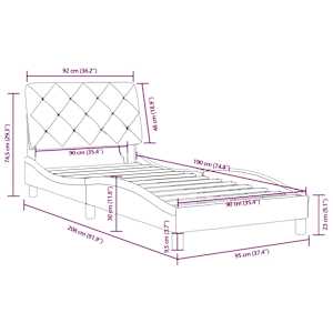 Rám postele s LED bez matrace modrý 90 x 190 cm samet - obrázek 15