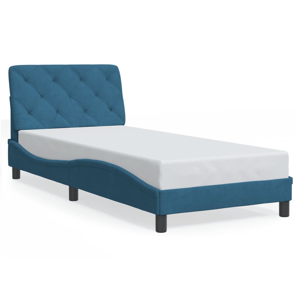 vidaXL Cadre de lit avec lumières LED bleu 90x190 cm velours