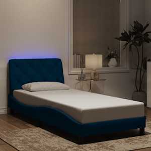 Rám postele s LED bez matrace modrý 90 x 190 cm samet - obrázek 1