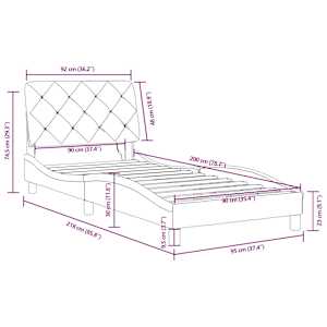 Rám postele s LED bez matrace tmavě šedý 90 x 200 cm samet - obrázek 15