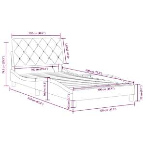 Rám postele s LED bez matrace světle šedý 100 x 200 cm samet - obrázek 15