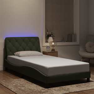 Rám postele s LED bez matrace světle šedý 100 x 200 cm samet - obrázek 1