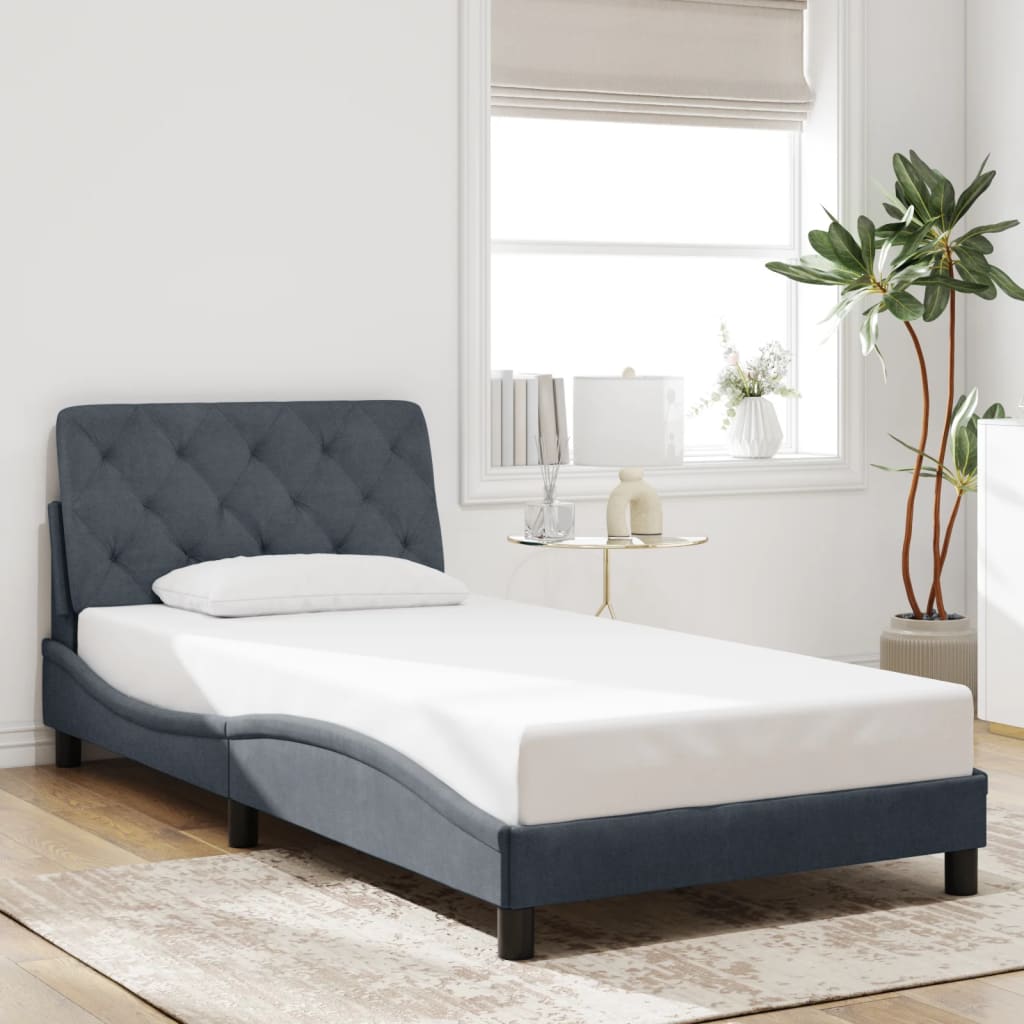 vidaXL Bedframe met LED zonder matras fluweel donkergrijs 100x200 cm grijs, foto 2